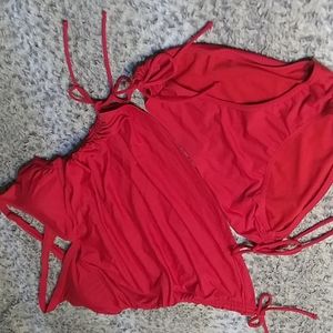 Athleta gathered red tankini sz M NWOT